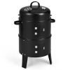 3-in-1 Charcoal BBQ Grill Combo with Built in Thermometer
