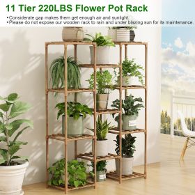 Multi-tier Wooden Plant Stand 11 Potted Flower Display Shelf Rack Vase Holder for Patio Balcony Garden (Color: as Pic)