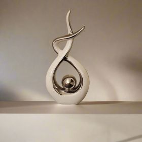 Ember Echoes â€“ Modern Ceramic Home Decor Sculpture Accent (Color: WHT-SLVR-TALL)