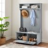Modern Classic Hall Tree with Shoe Rack Bench and Coat Hooks for Hanging Storage