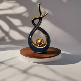 Ember Echoes â€“ Modern Ceramic Home Decor Sculpture Accent (Color: NBLUE-GOLD-TALL)