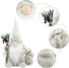 Christmas Gnomes Plush Decorations Handmade Scandinavian Tomte Stuffed Santa with Branch and Bag Xmas Decor for Home Kitchen Farmhouse Tiered Tray -