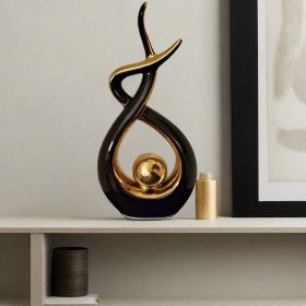 Ember Echoes â€“ Modern Ceramic Home Decor Sculpture Accent (Color: BLK-GOLD-TALL)