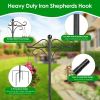 Outdoor Shepherds Hook Adjustable Height Metal Garden Hanger with 5-Prong Base & Double Hooks for Bird Feeders, Lanterns, Wedding Patio Decor  for Bir